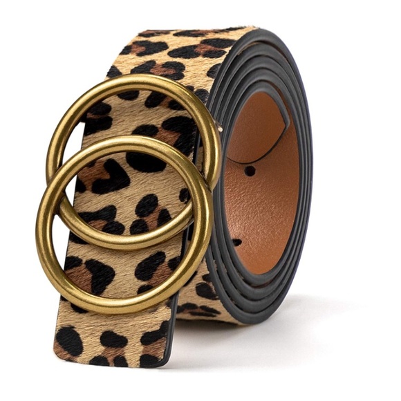 Leopard Print Genuine Leather Belt with Alloy Buckle - Picture 1 of 6